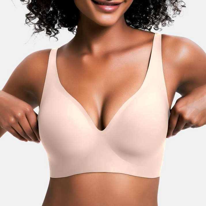 VRCÔMFY nude seamless wireless bra offering second skin fit and effortless comfort | Minimalist wirefree design with seamless support for everyday wear